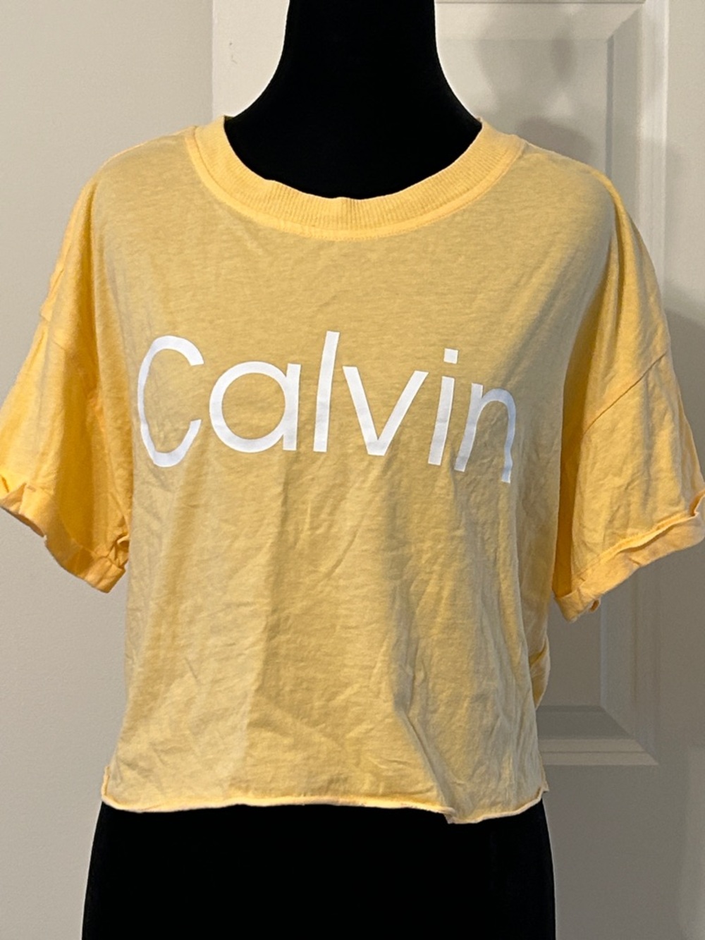 Calvin Klein Lightweight Performance Pale Peach Cropped Logo Tee